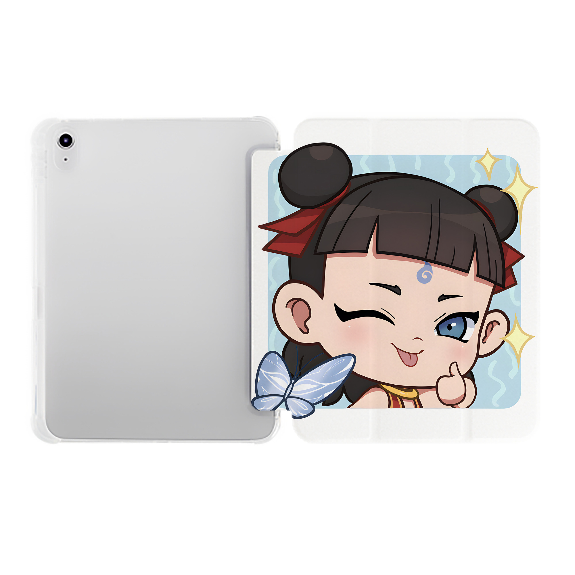（画像用） Ne Zha 2 ナタ 魔童の大暴れ IPad ケース ペン収納付き 三つ折りスタンド PUレザー×シリコン 対応機種9.5/10.5/10.9インチ